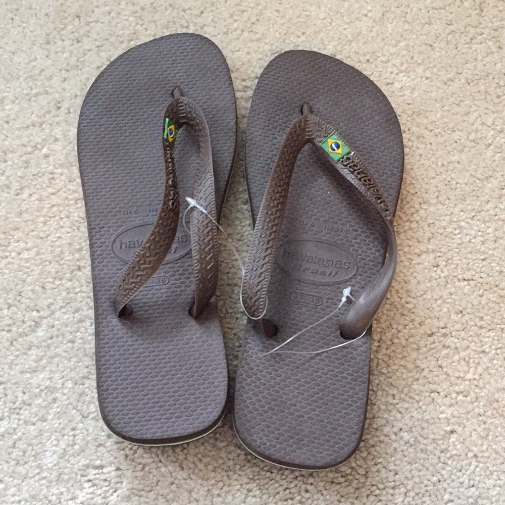 New Brazil Flag Havaianas Flip Flops- Size 6